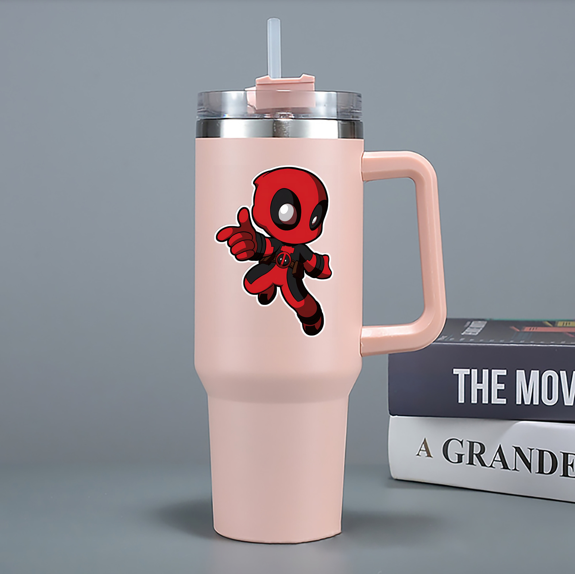 （画像用） Deadpool デッドプール 1200mL車用タンブラー - クリスタルステッカー（プラスチックストロー付き）